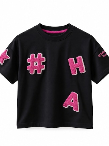 Hilal Akinci Kids Póló 'HİLAL AKINCI KİDS Baumwoll-T-Shirt mit kurzen Ärmeln' - fekete
