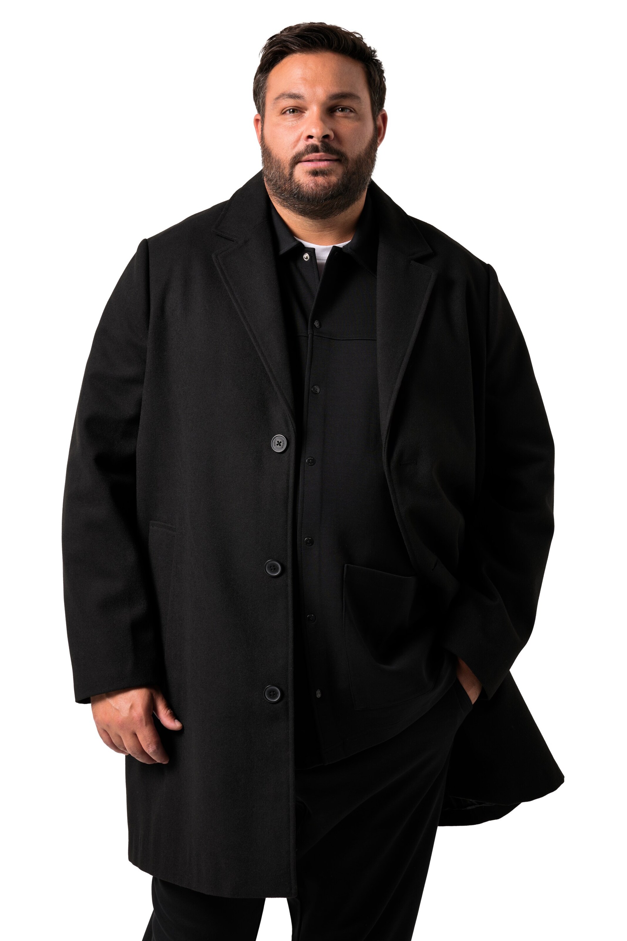 Men Plus Tussenjas in Zwart: voorkant