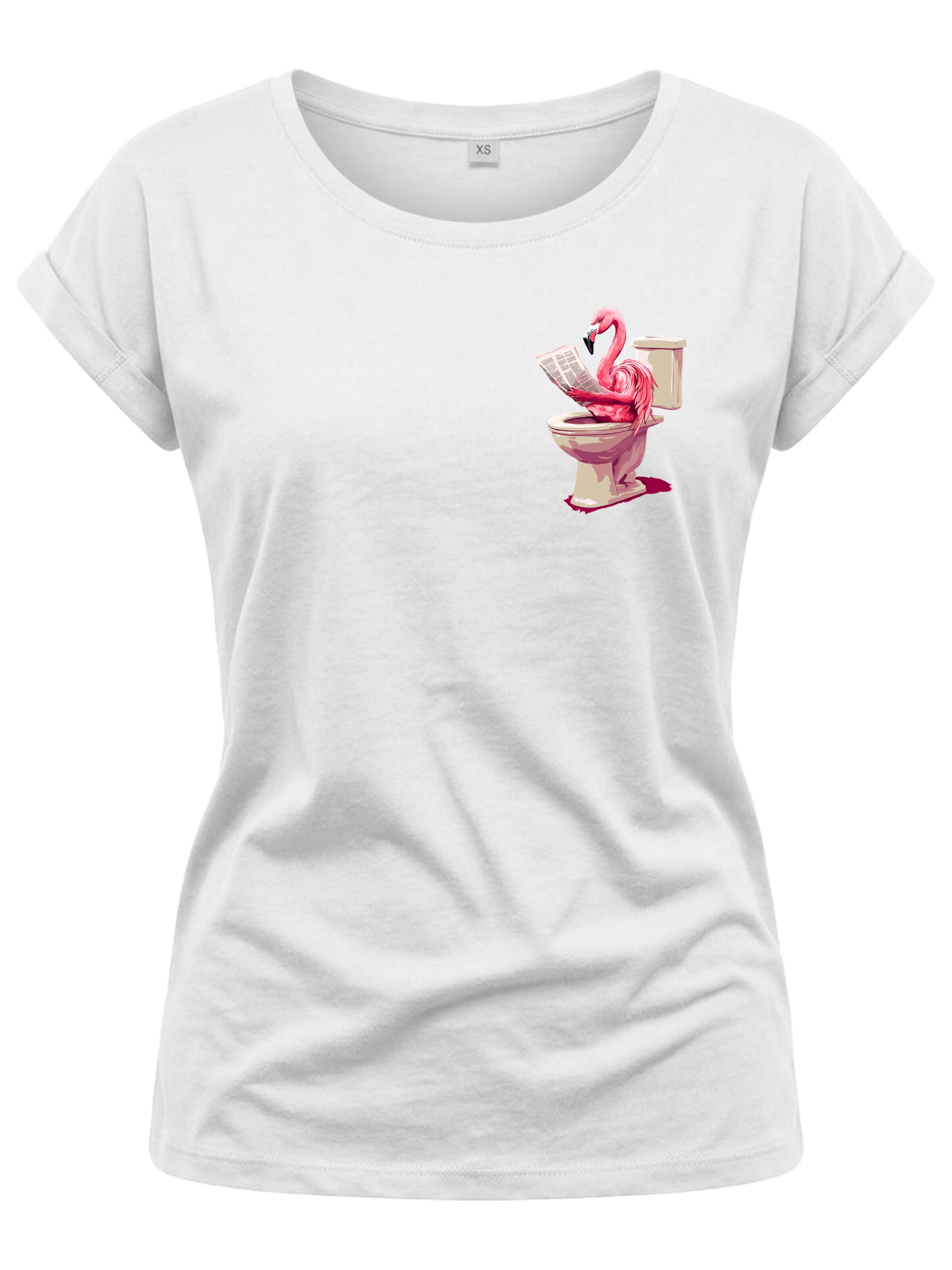 MAKAYA Shirt 'WC Flamingo' in White: front