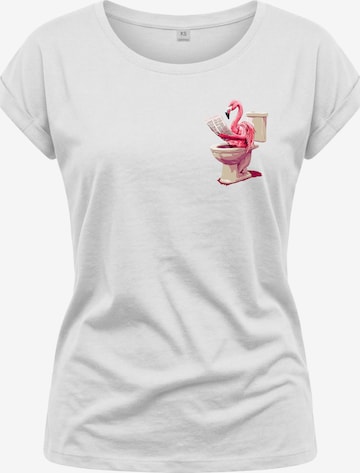 MAKAYA Shirt 'WC Flamingo' in White: front