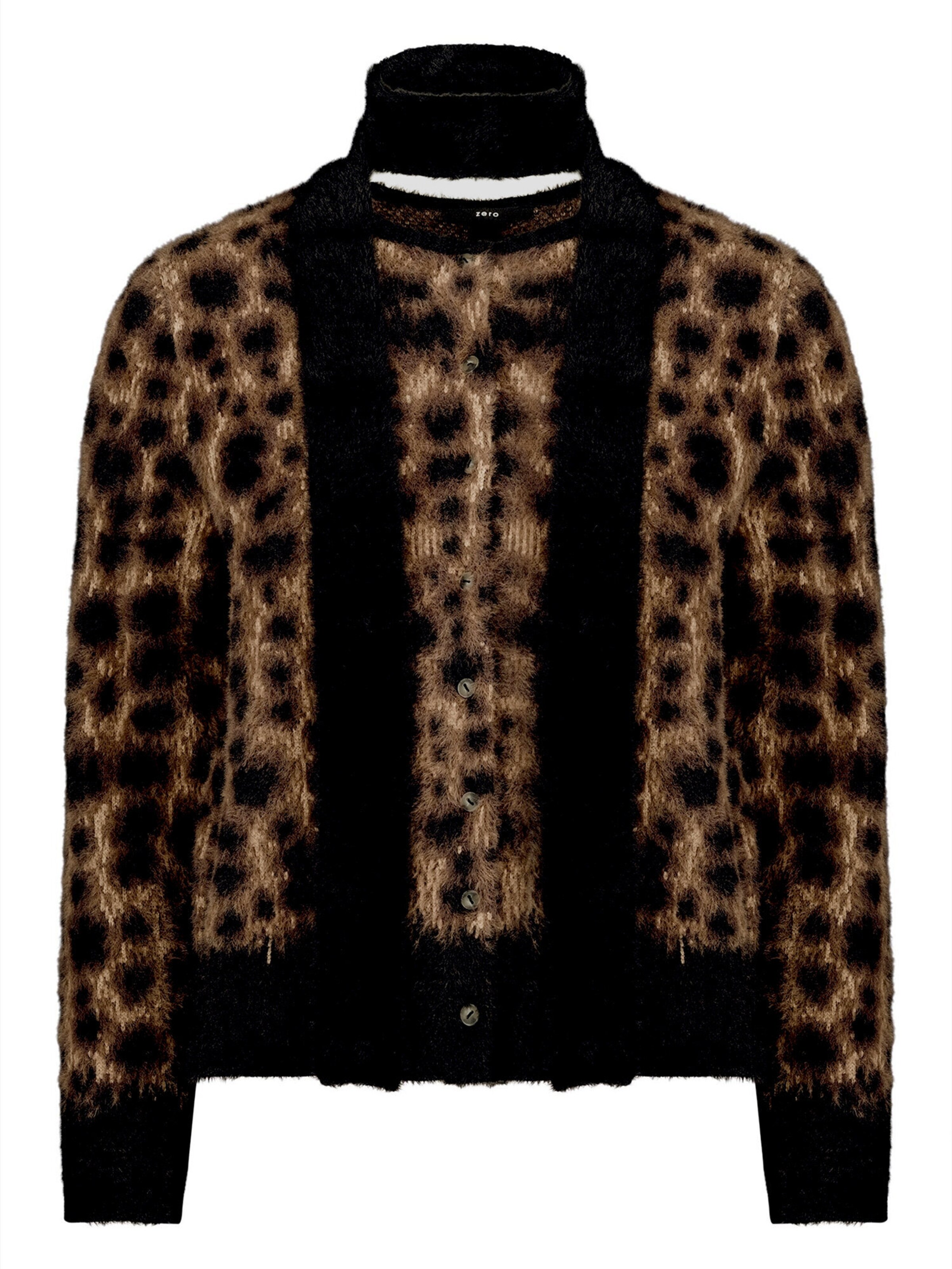 zero Casual-Strickjacke mit Jacquard in Schwarz: Vorderseite
