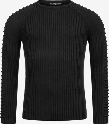 Redbridge Strickpullover 'Jackson Big' mit Ripp-Ärmeln in Schwarz: predná strana