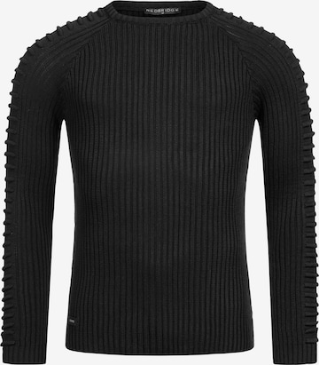 Redbridge Strickpullover 'Jackson Big' mit Ripp-Ärmeln in Schwarz: predná strana