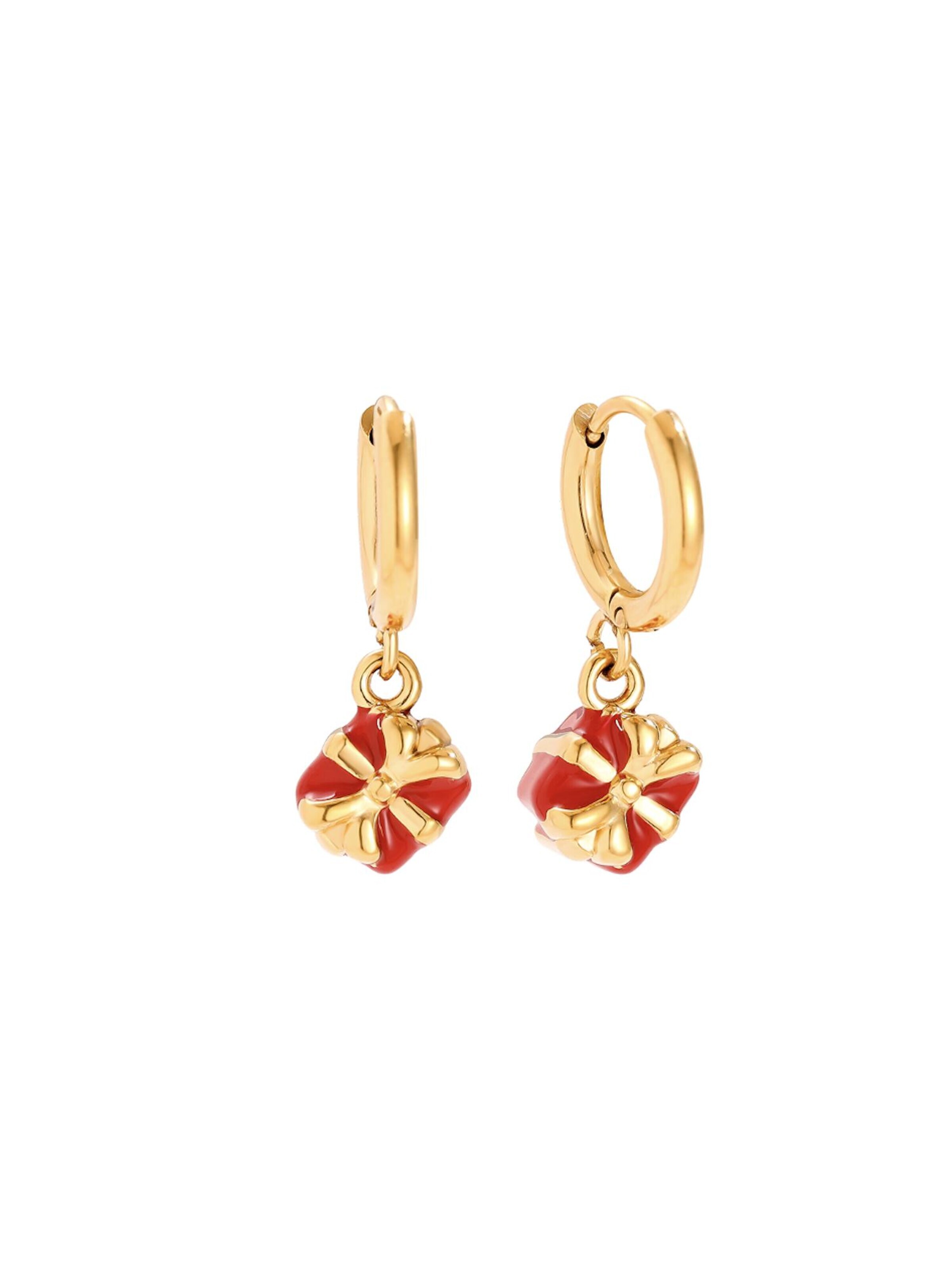 Boucles d'oreilles 'RUBY BOW' Cala Rose en or : devant