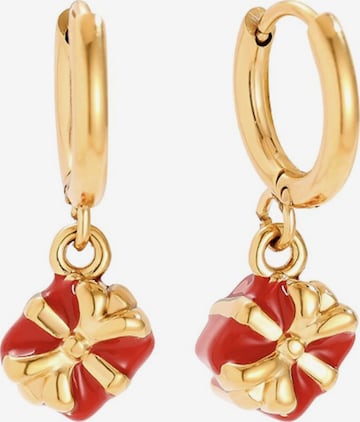 Boucles d'oreilles 'RUBY BOW' Cala Rose en or : devant