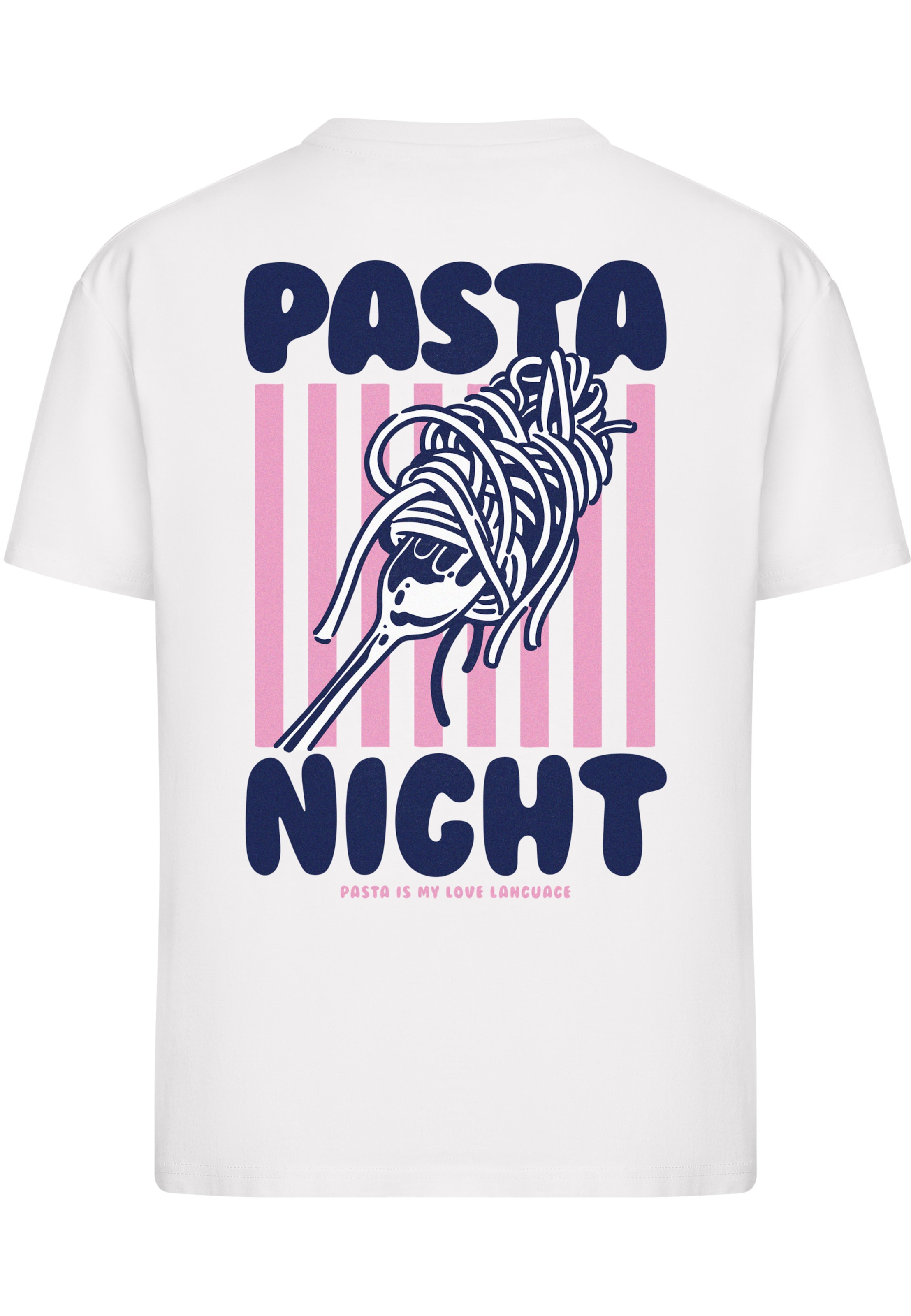Miss Tee Shirt 'Pasta Night Love Language Tee' in White: front