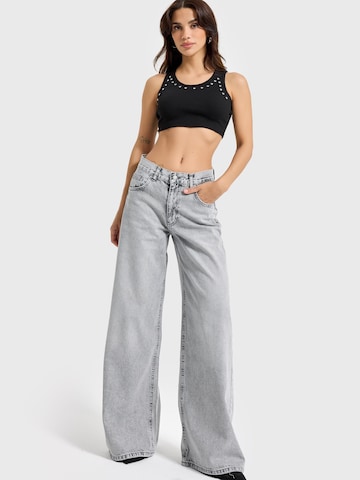 IT'S BASIC Wide leg Jeans 'ELENA Palazzo Mid Rise Jeans' in Grey