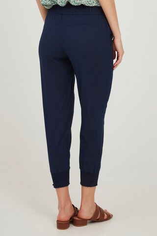 Fransa Tapered Pleat-Front Pants in Blue: front