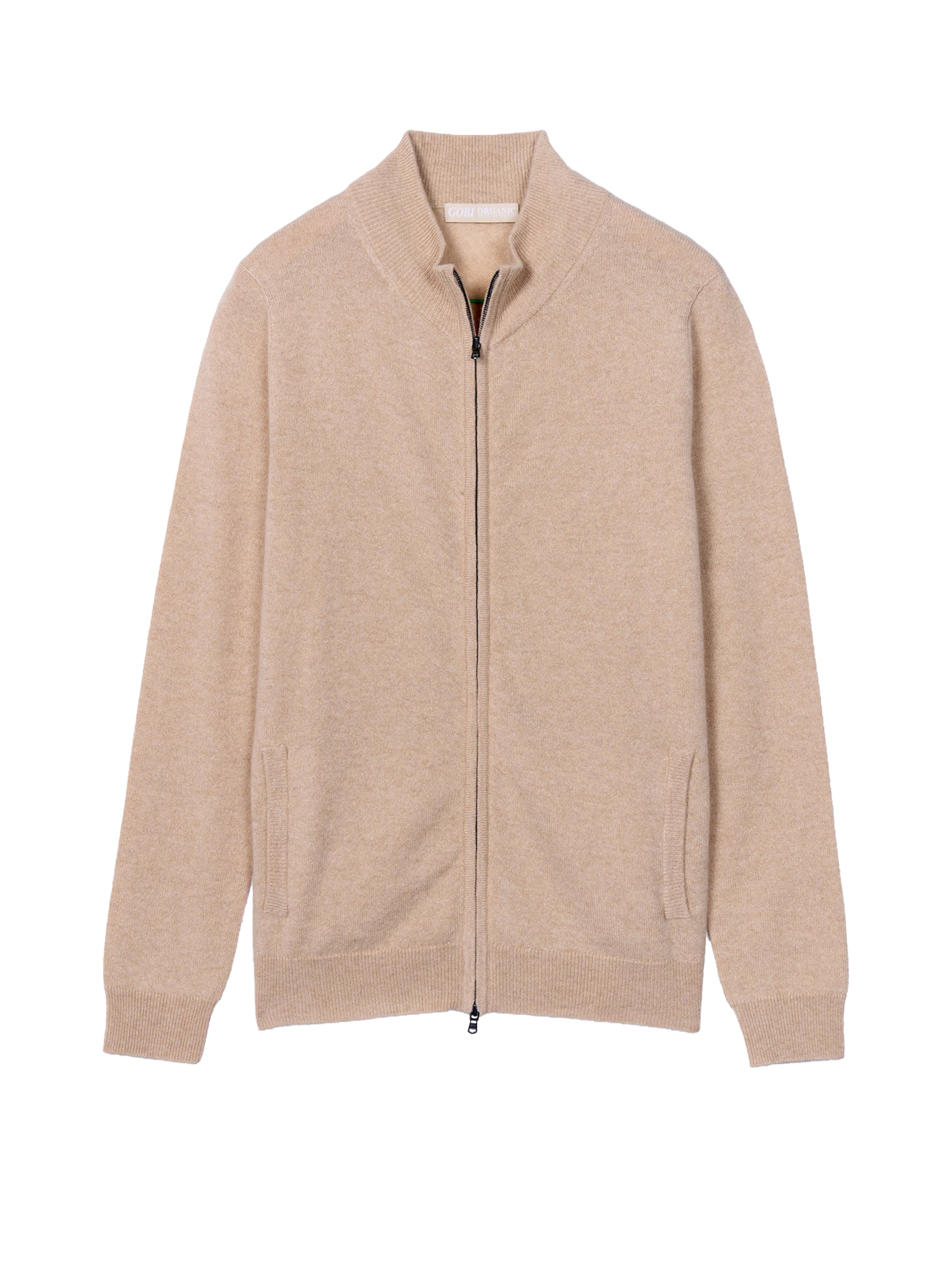 GOBI Cashmere Knit Cardigan 'Women's Essential Cashmere Full-Zip Cardigan' in mottled beige, Item view