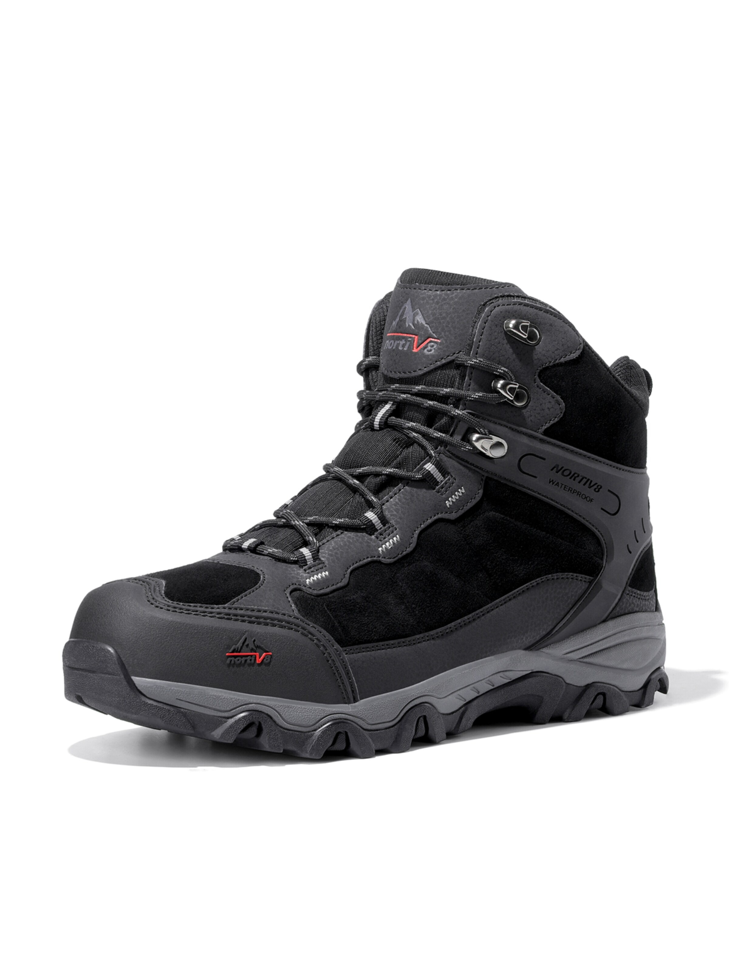 Boots 'NORTIV 8 Herren Wasserdichte Wanderschuhe Outdoor Mid Trekking Leichte Bergschuhe' di NORTIV 8 in nero: frontale
