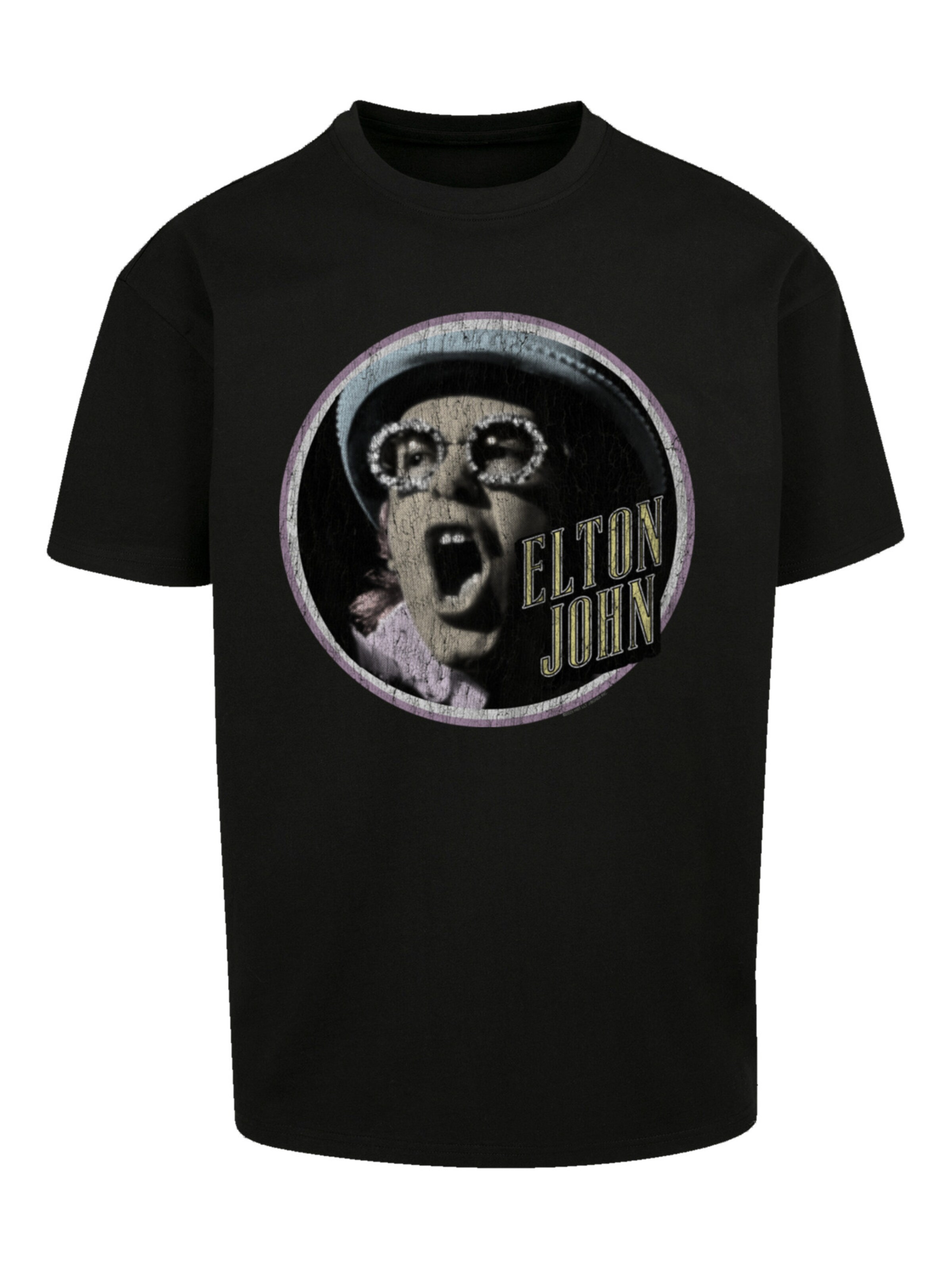 T-Shirt 'Elton John Vintage Circle' F4NT4STIC en noir : devant