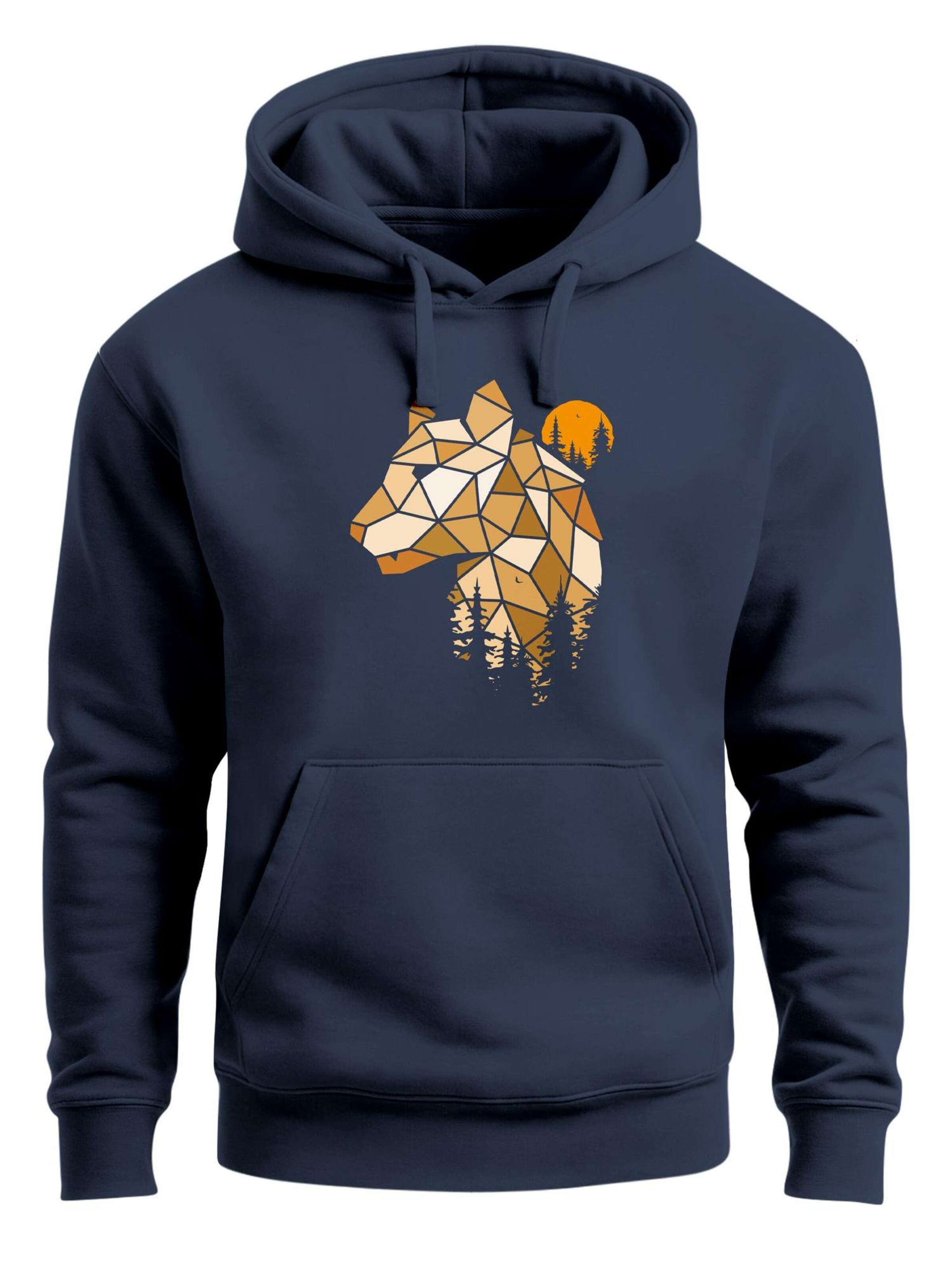 Neverless Sweatshirt 'Luchs Polygon' in Blue: front