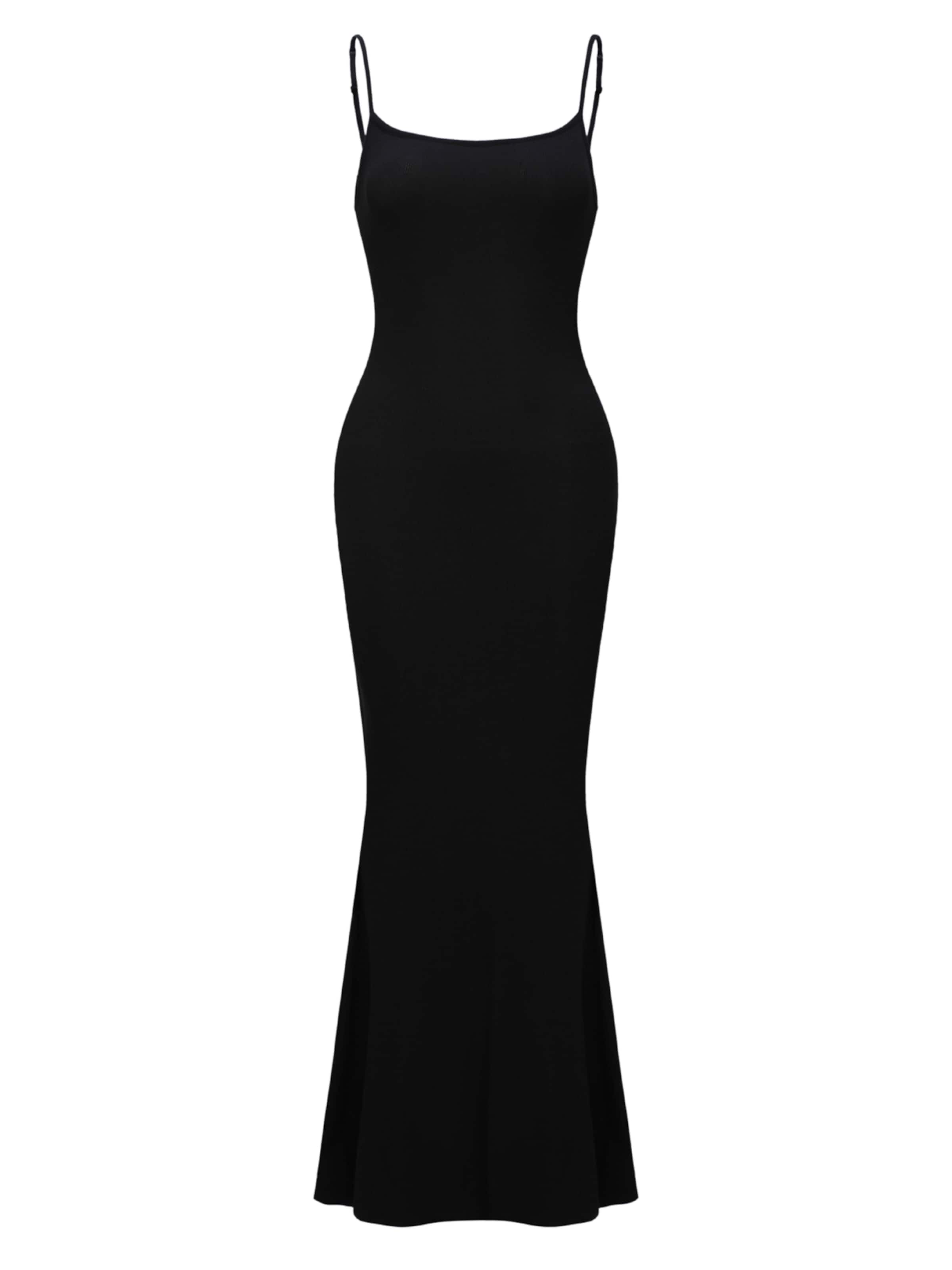 cfab (formerly creamy fabrics) Dress 'Ribbed Cami Maxikleid' in Black: front