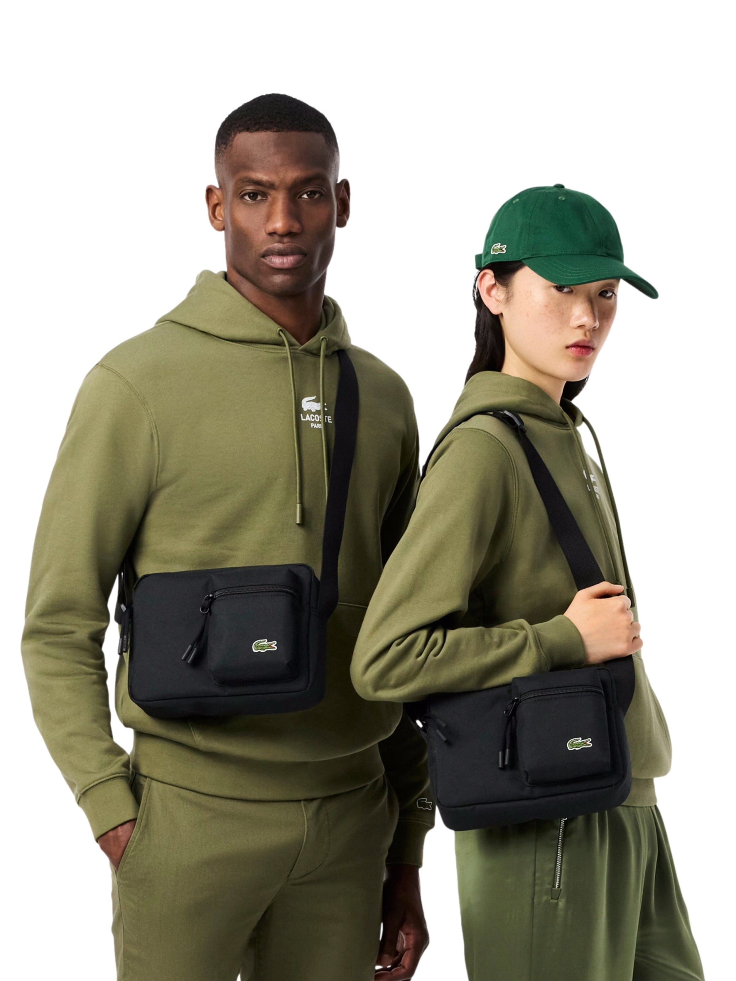LACOSTE Torba za čez ramo 'Neocroc' | črna barva