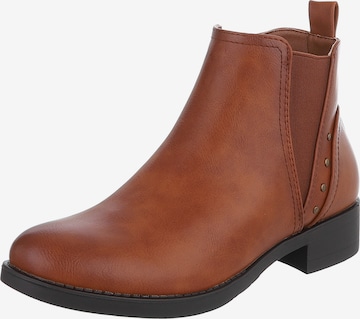Ital-Design Ankle Boots in Beige: front