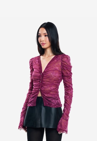 OW Collection Knit Cardigan 'Audrey' in Purple