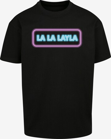 Merchcode Shirt 'La La Layla' in Zwart: voorkant