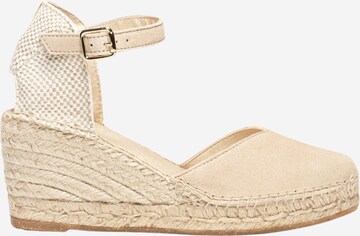 Alhamas - Sandalias con hebilla 'Alpargata Cuña 7 cm' en beige: frente