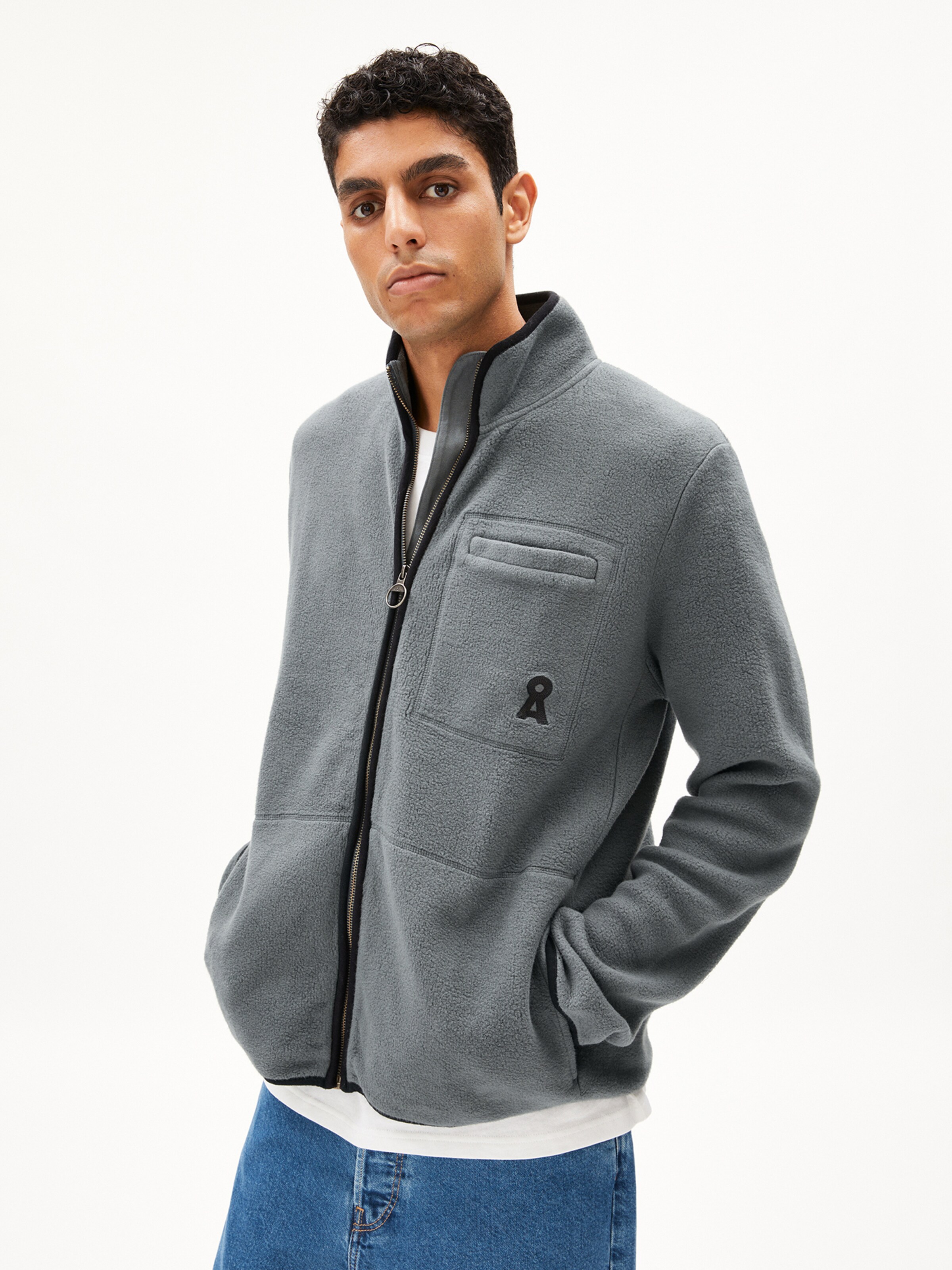 ARMEDANGELS Fleecejacke 'AABLEO ' in Grau: Vorderseite