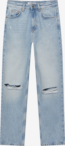 Tapered Jeans de la Pull&Bear pe albastru: față