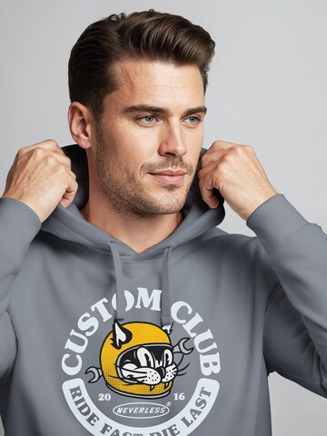 Neverless Sweatshirt 'Racing Cat' in Grey