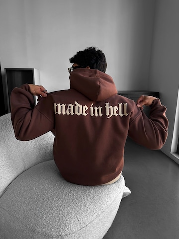 Kleidermafia Sweatshirt 'Oversize Made in Hell Hoodie - Brown' in Brown