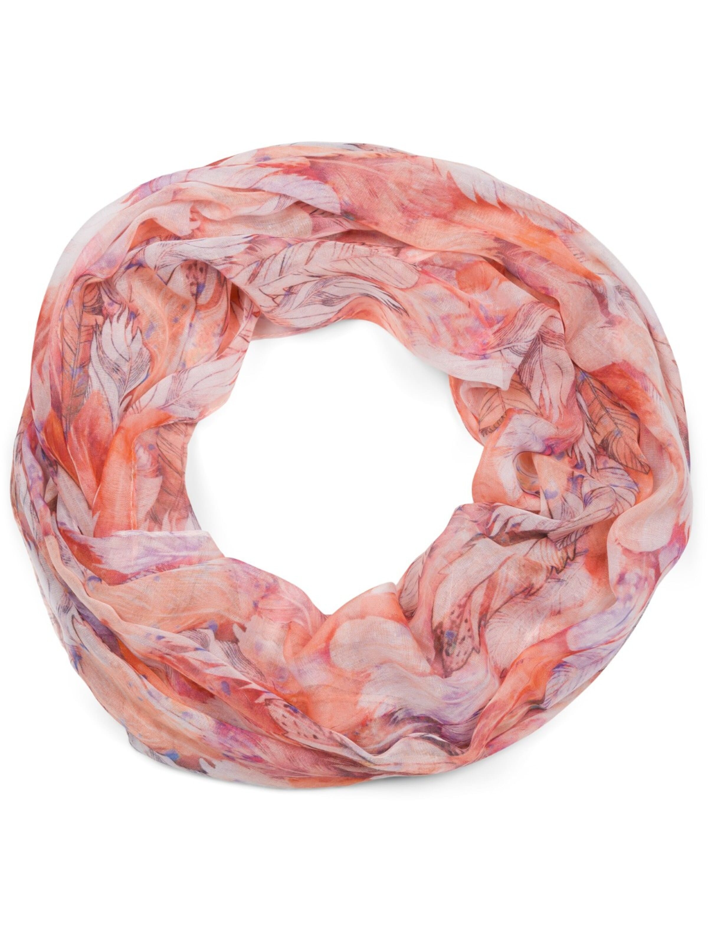 styleBREAKER Schlauchschal 'Loop mit bunten Federn'‌‌ in Rot: Vorderseite