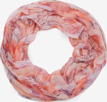 styleBREAKER Schlauchschal 'Loop mit bunten Federn' in Rot: Vorderseite