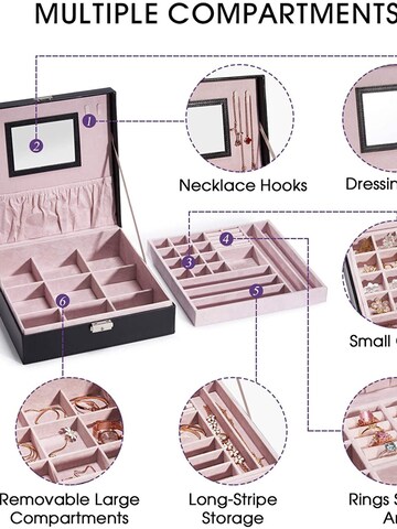 Boîte à bijoux '2-Tier Classic Jewelry Box S117 - Black' UNIQ Beauty en noir