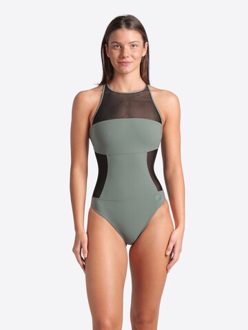 ARENA Swimsuit 'MESH PANELS PRO BACK' in Green: front
