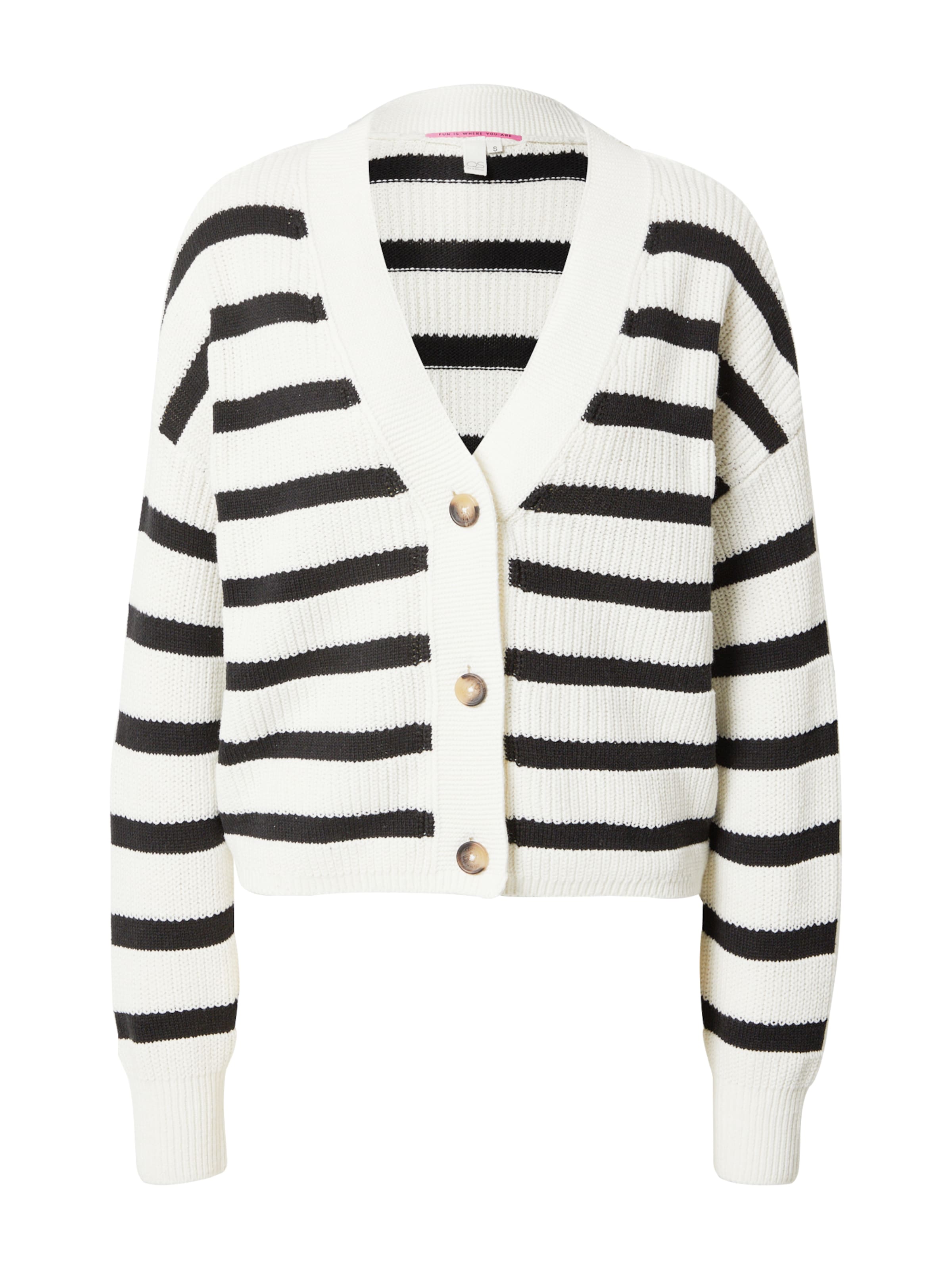 QS Strickjacke in schwarz / weiß, Produktansicht