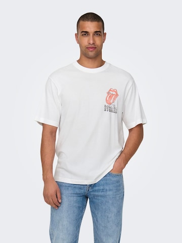 T-Shirt 'ROLLING STONES' Only & Sons en blanc