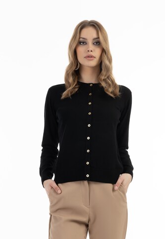 faina Knit Cardigan in Black: front