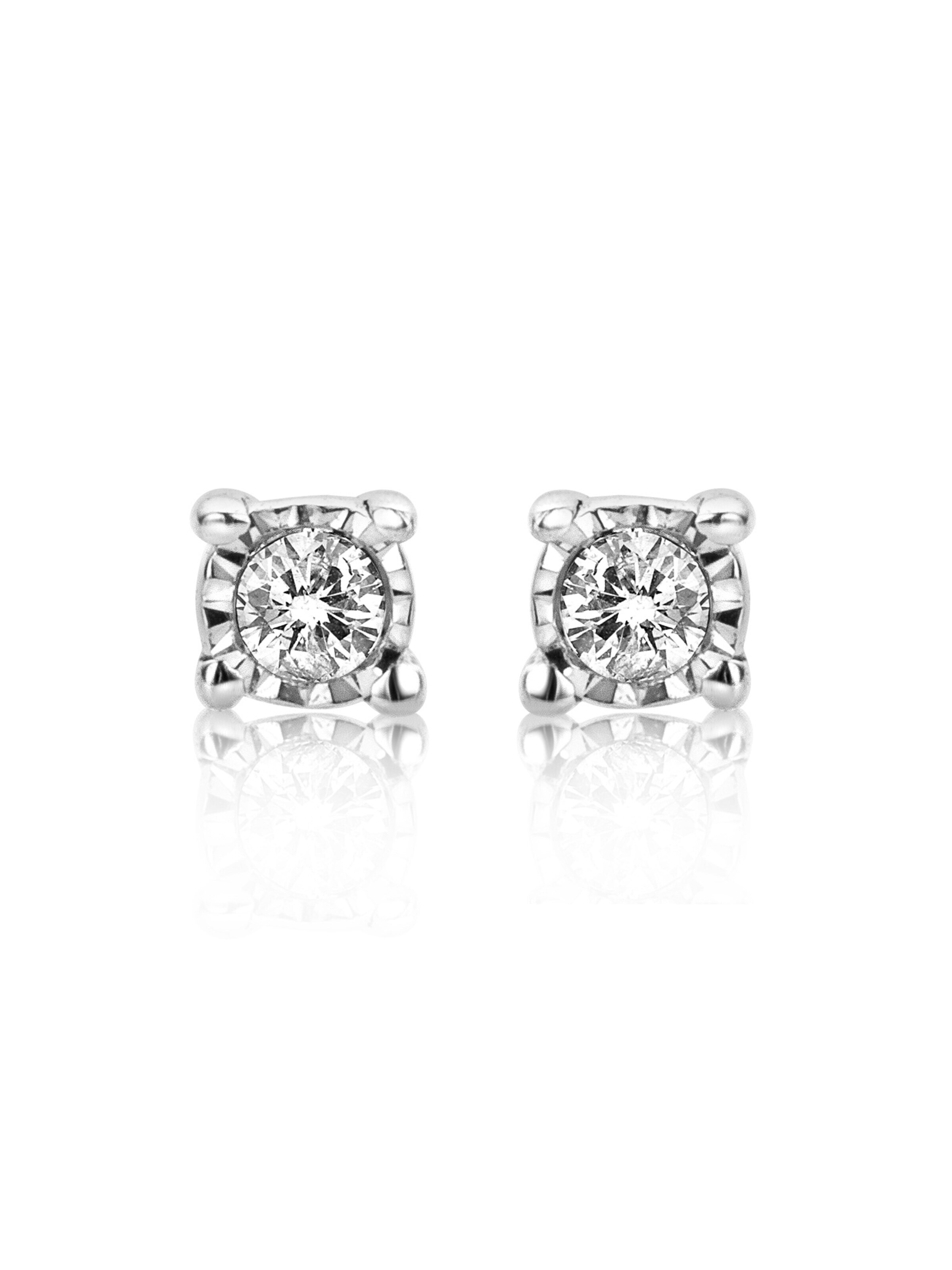 DIAMANT LETERNEL Ohrringe 'Ohrringe aus 375 Weißgold mit Diamant'‌‌‌‌‌ in Silber: Vorderseite
