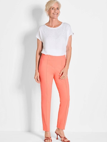Goldner Slim fit Trousers with creases 'Louisa' in Orange