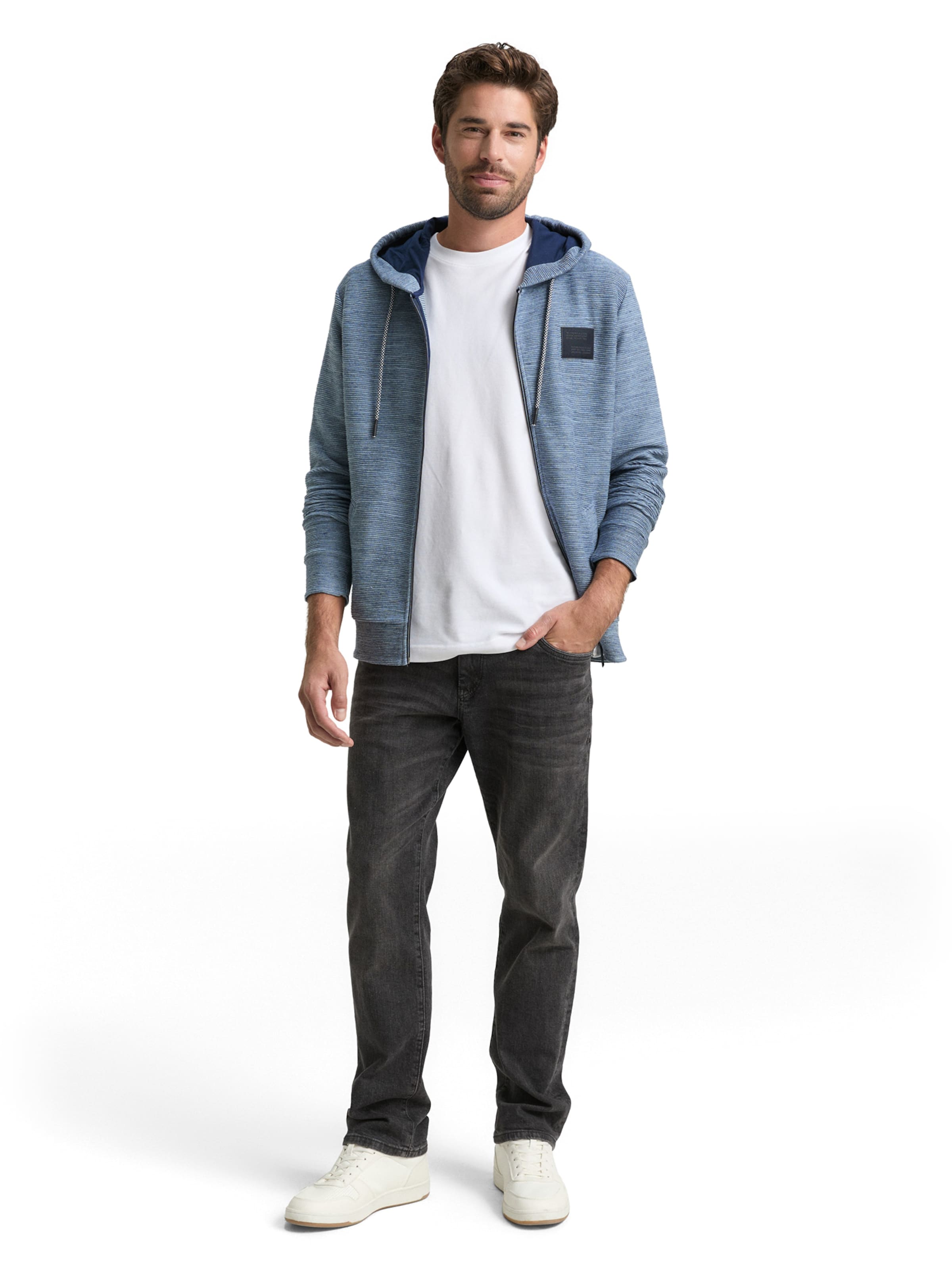 TOM TAILOR Zip-Up Hoodie in Blue