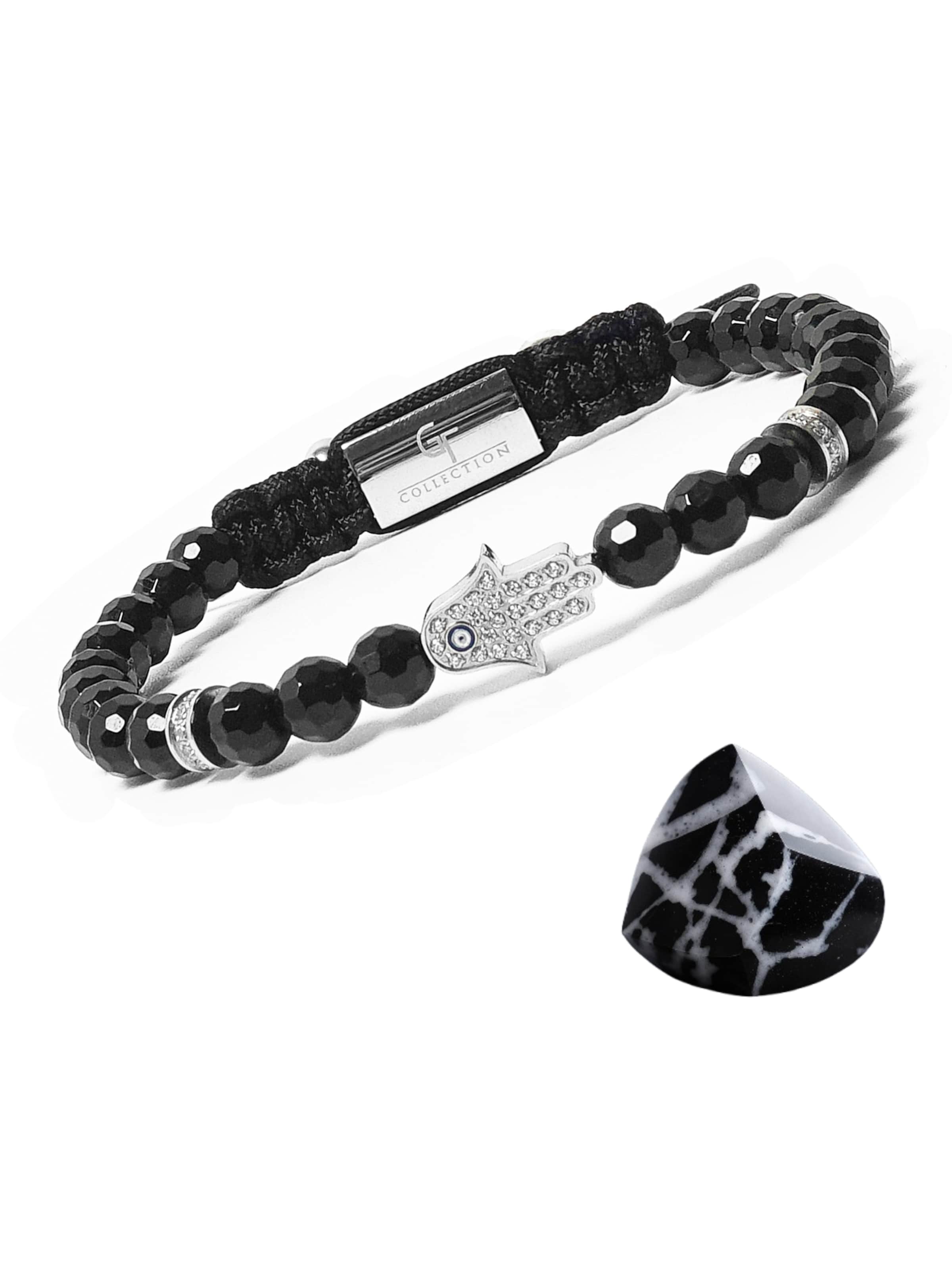 GT Collection - Pulsera 'Hamsa Hand' en negro: frente