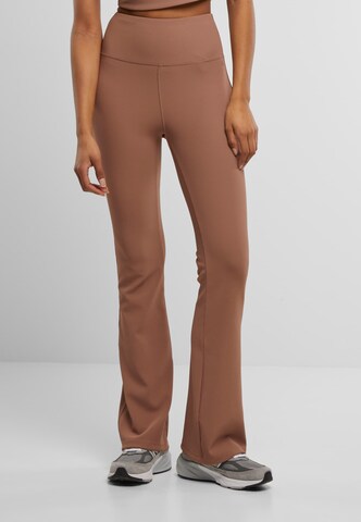 Urban Classicsregular Tajice ' Ladies Flared Leggings Rib ' - smeđa boja: prednji dio