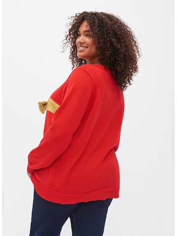Zizzi Pullover 'MGIFT' in Rot