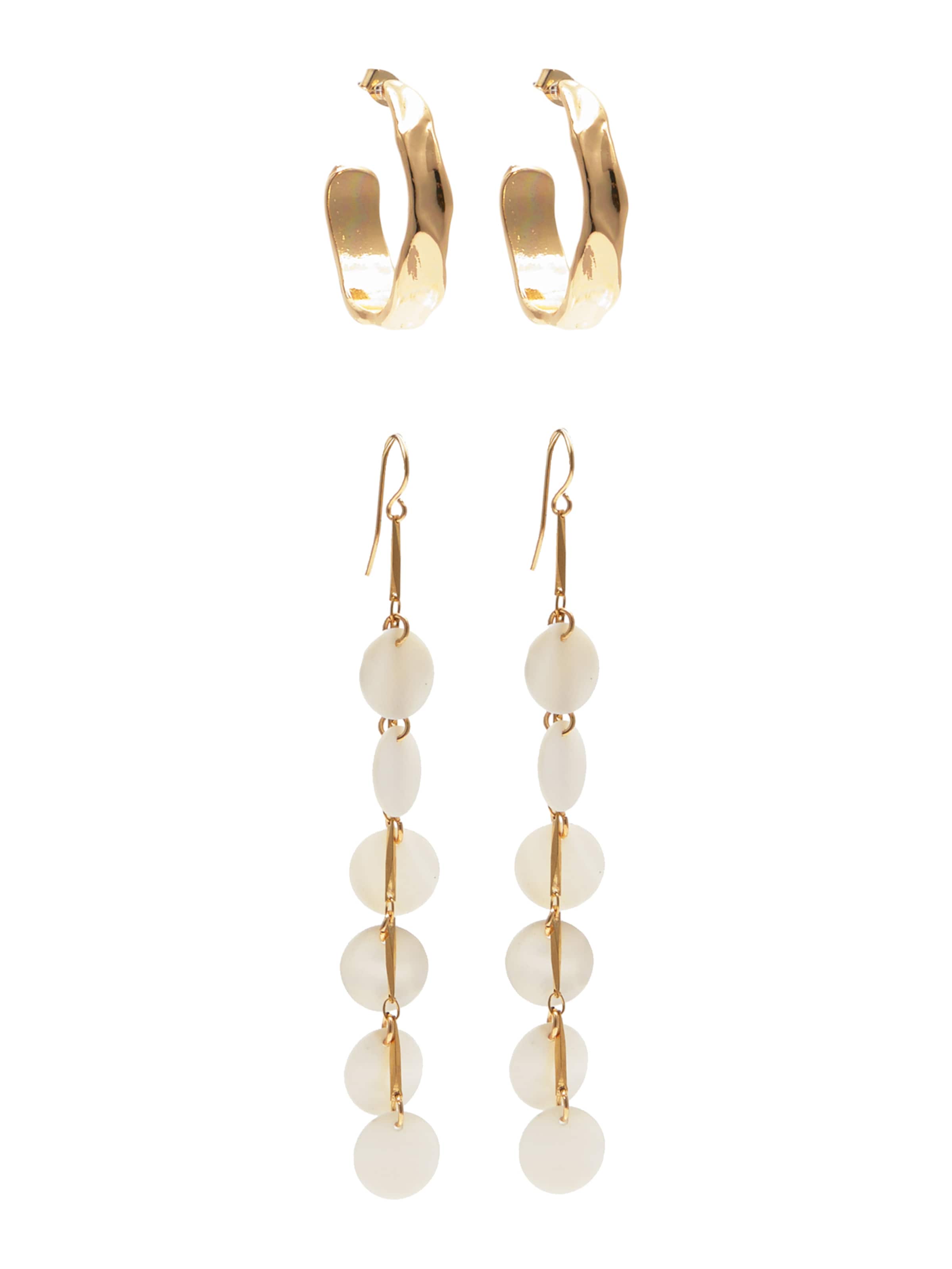 Pull&Bear Boucles d'oreilles en or / blanc perle, Vue avec produit