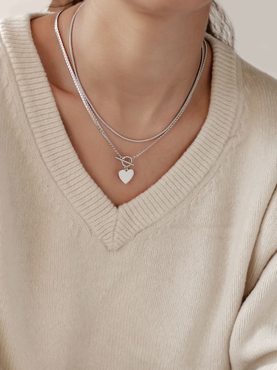 Hey Happiness Necklace 'Herz Duo' in Silver, Item view