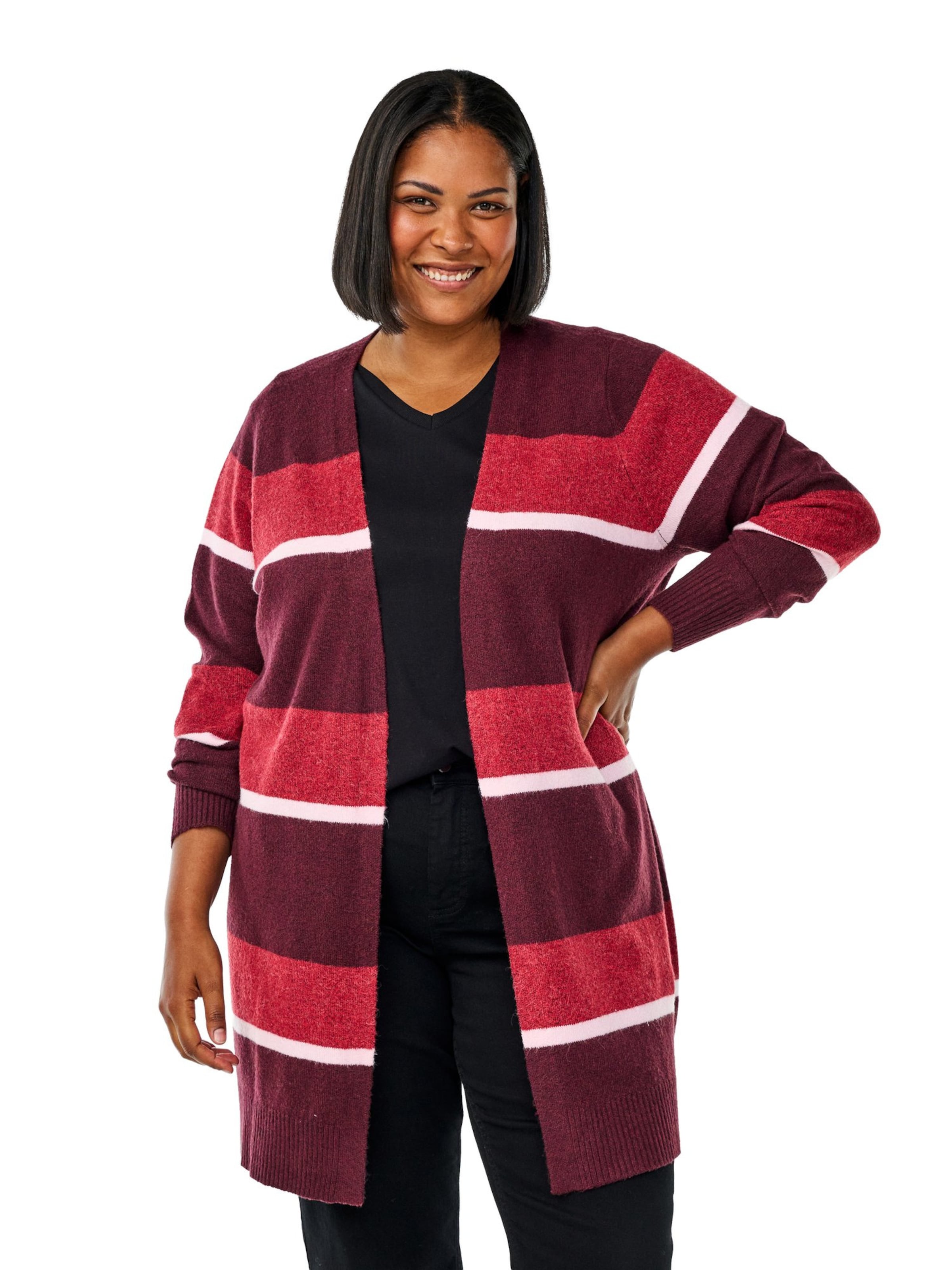 Zizzi Strickjacke 'Sunny' in Rot: Vorderseite