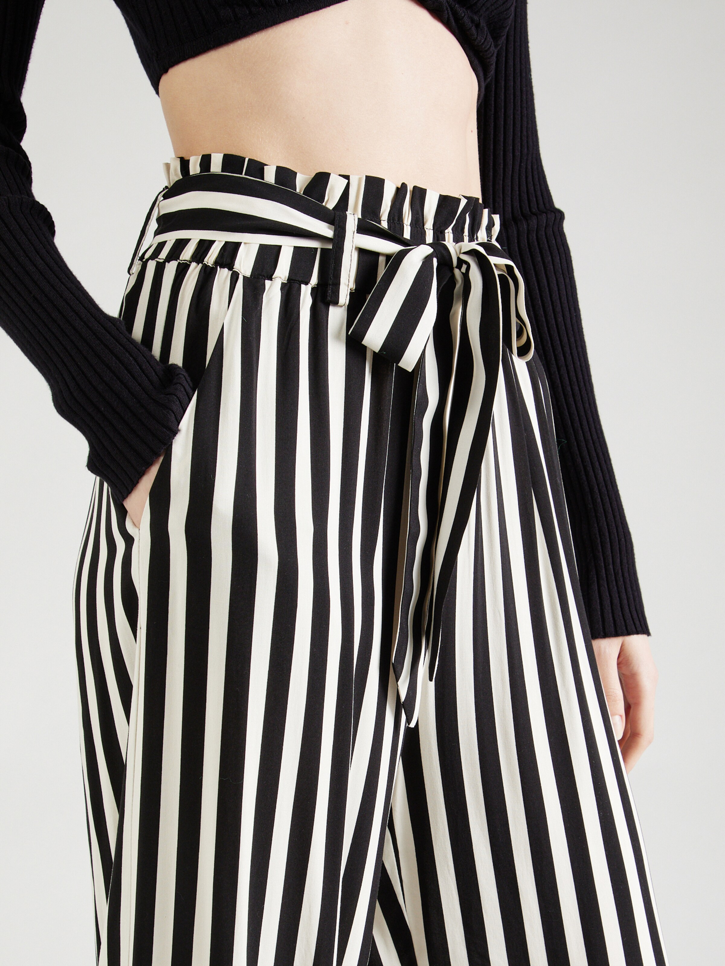 Black and white striped tie pants sale