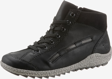 Rieker Lace-Up Ankle Boots in Black: front