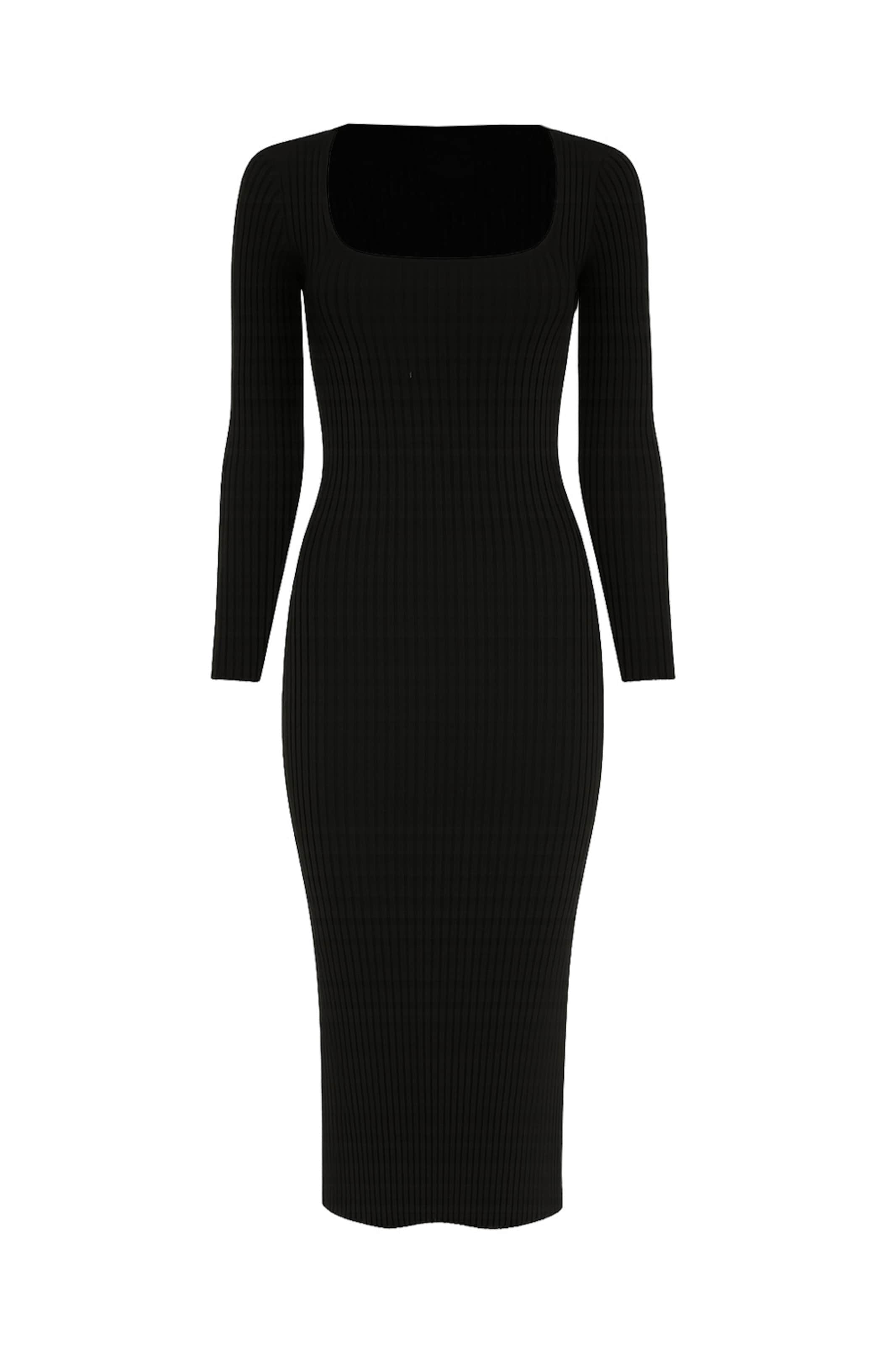 Yumi Strickkleid in Schwarz: Vorderseite