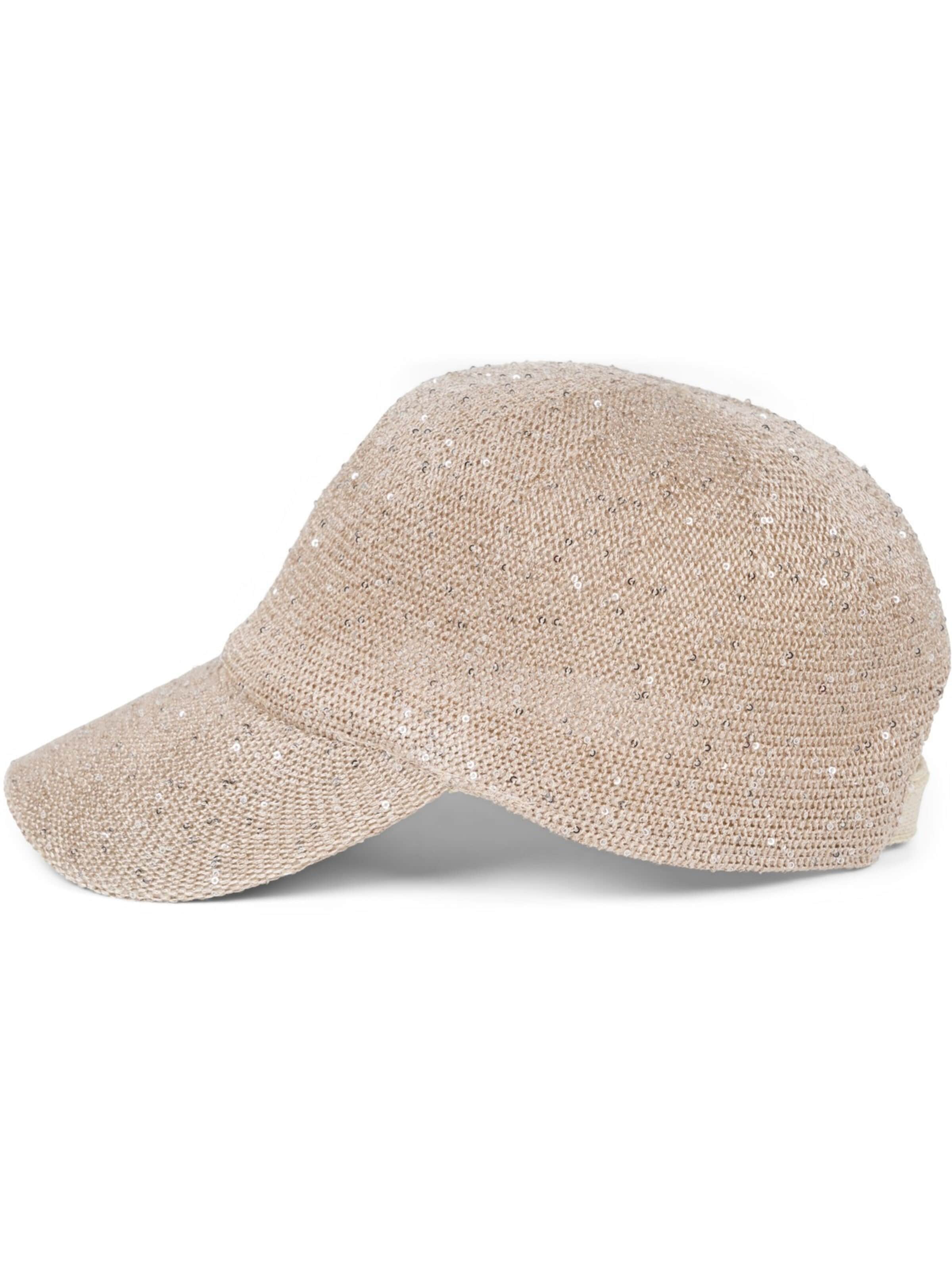 styleBREAKER Cap 'Gewebtes Baseball Cap Pailletten' in Beige