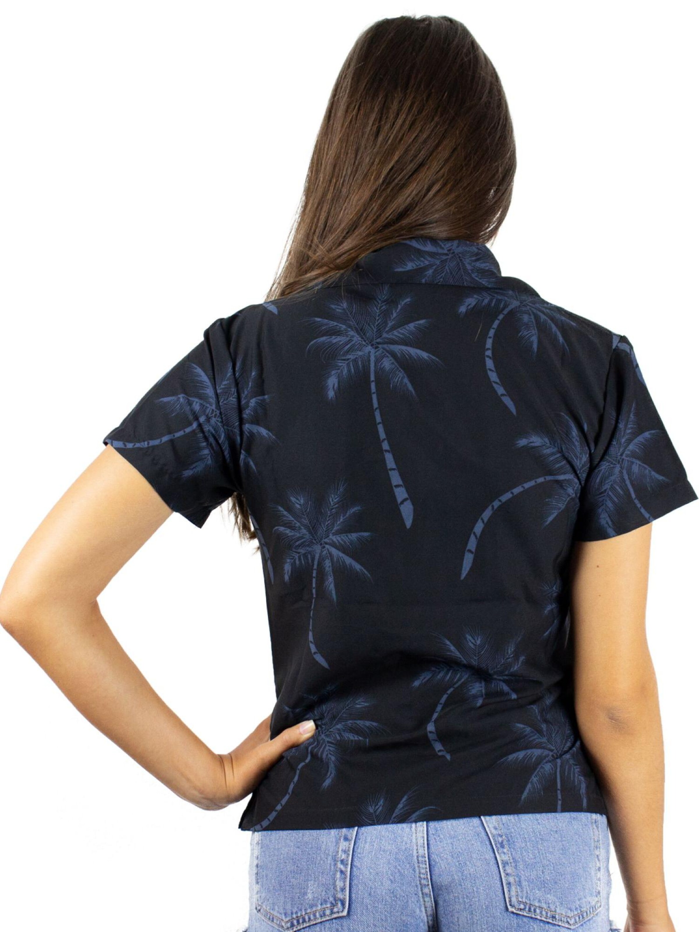 King Kameha Bluse 'Palmshadow'‌‌‌‌‌‌ in Schwarz