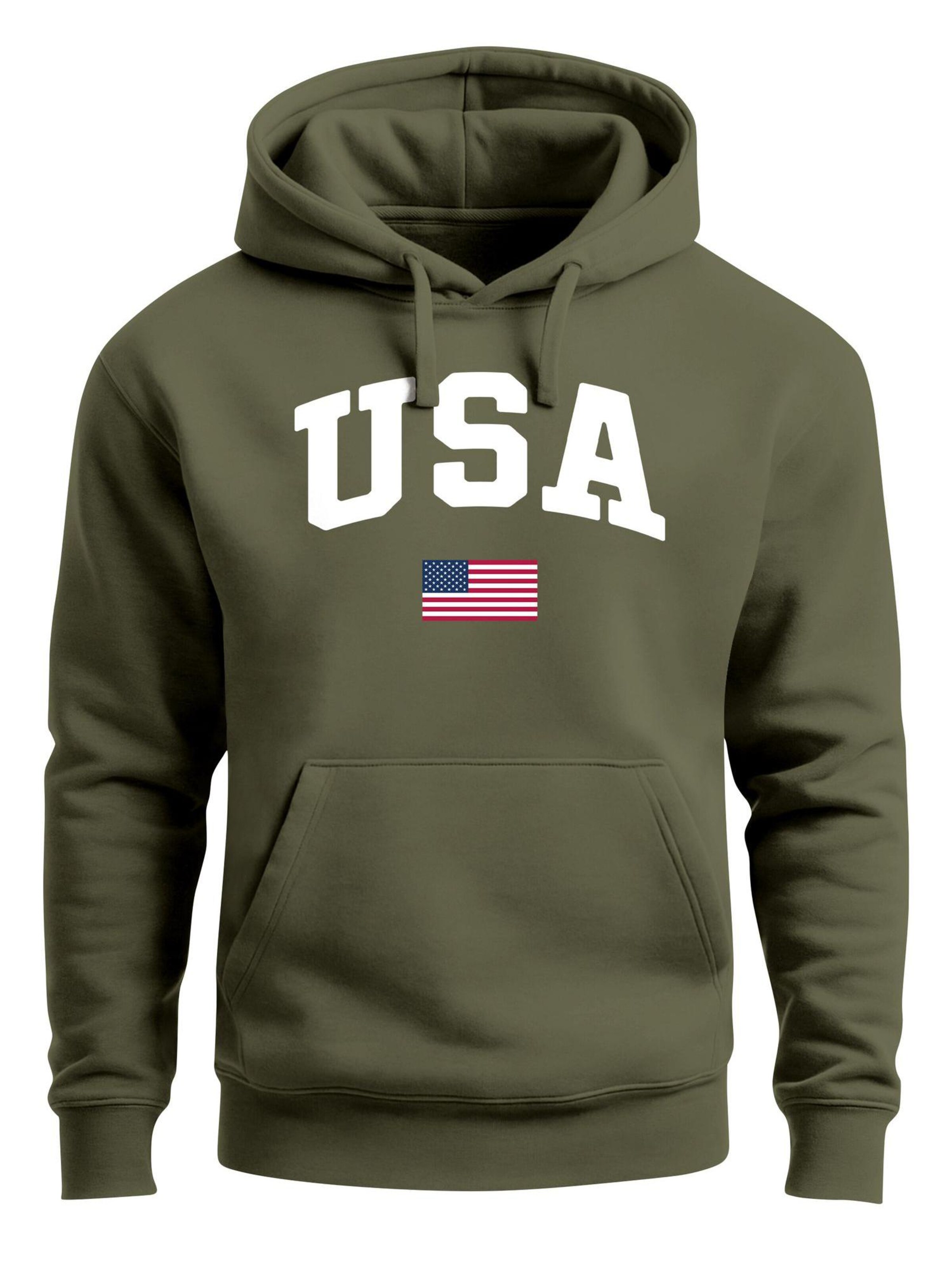 Neverless Sweatshirt 'USA Flag' in Green: front