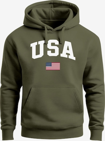 Neverless Sweatshirt 'USA Flag' in Grün: Vorderseite