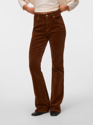 VERO MODA Flared Broek 'VMSiga' in Bruin: voorkant